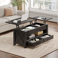 Table basse de salon avec table élévatrice en bois Table basse avec 2 tiroirs de rangement et compartiment caché