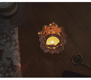 เชิงเทียนคริสตัลทรงกลวงขนาดเล็กสำหรับงานเลี้ยงอาหารค่ำเชิงเทียนสีทิวลิปแสงเทียนหลากสี - Product Image 4