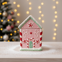 Pot à biscuits en céramique rose personnalisé en forme de maison de Noël, grande capacité, peint à la main, portable pour la cuisine avec couvercle