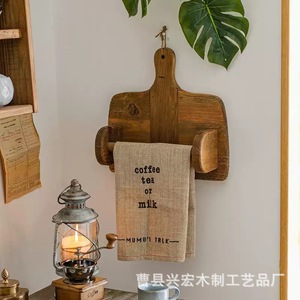 Porta toallas de cocina de madera maciza, color roble, diseño rústico, multifuncional, organizador de almacenamiento para paños de cocina - Product Image 1