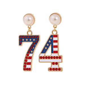 Pendientes de Aleación al por Mayor para el Día de la Independencia Americana, Pendientes con la Bandera de EE. UU. en <span class=keywords><strong>Rojo</strong></span>, Blanco y Azul, Diseño para el 4 de <span class=keywords><strong>Julio</strong></span>, Regalo Festivo - Product Image 3