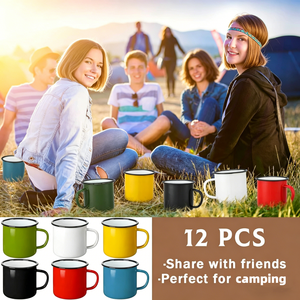 Mug en émail - Grande capacité, mug de camping portable, idéal pour offrir en cadeau, pour les randonnées en famille et les mariages - Product Image 2