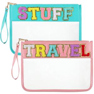 Ensemble de trousses de toilette et de maquillage en PVC transparent avec fermeture éclair pour femmes, organisateur de maquillage, sacs de voyage, sacs de bain et de toilette, pochettes de rangement - Product Image 1