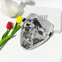 Masque miroir boule disco DIY, découpe creuse, demi-visage, pour fête costumée, Halloween, performance scénique, unisexe, vente en gros