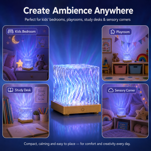 Projecteur Aurora CoolQing avec effets d'ondulation d'eau, de <span class=keywords><strong>flamme</strong></span> et de vague, lumière nocturne colorée à intensité réglable avec télécommande, décoration de vacances - Product Image 3