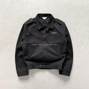 Vestes en jean pour hommes, personnalisées, style streetwear, en denim selvedge japonais brut, épaisse, boutonnée, noire - Product Image 1