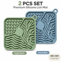 Tapis de léchage en silicone Premium 2 pièces pour chiens et chats, mangeoire lente, tapis d'enrichissement pour animaux avec forte ventouse, OEM ODM Marque Privée Vente en Gros