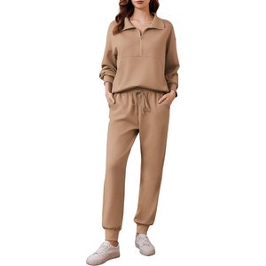Women Tracksuit Set <b>Long</b> Sleeve Half Zip Sweatshirt Joggers <b>Matching</b> Outfit Casual Autumn Wear Breathable Comfortable Sportswear - Product Image 1