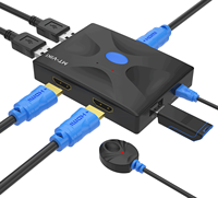 Commutateur KVM 4K 2 ports avec câbles MT-ViKI en plastique 30Hz, boîtier sélecteur de bureau pour 2 ordinateurs