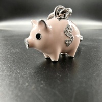 Porte-clés animal 3D en émail en forme de tirelire avec strass et motif signe dollar pour cadeaux de boutique, cadeaux de carnaval, souvenirs de concert
