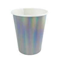 Gobelets à café jetables écologiques 9oz arc-en-ciel argent et or rose pour fête, lot de 10
