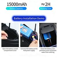 Barco Cebador y Buscador de Peces con Control Remoto TUOLI TLB006, GPS, Alcance de 500m, Capacidad de Carga de 1.5kg, Retorno Automático, Anti-Vuelco, Plástico Negro