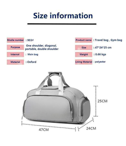 Mochila de lona de nailon impermeable de gran capacidad a la moda Unisex, mochila de viaje para gimnasio de fin de semana con compartimento para zapatos - Product Image 4