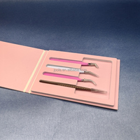 4 pièces pince à épiler emballage blush rose boîte de forme personnalisée outils de fabrication de cils et ongles boîte d'emballage