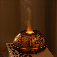 Crack Design Diffuseur d'aromathérapie aux huiles essentielles 130ml Diffuseur d'huile aromatique Humidificateur d'air à flamme Usb de bureau avec lumière colorée