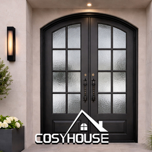 Puerta de Entrada Doble de Hierro Forjado Arqueado Personalizada para Entrada de Villa - Product Image 6