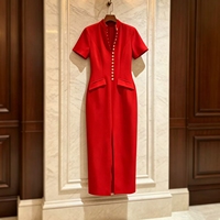 Robe longue élégante pour femme, nouvelle collection été, col montant, boutonnage simple, coupe ajustée, style tendance