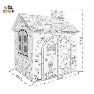 Hoye crafts diy 3d house puzzle assembly art craft giocattolo da colorare bambini indoor divertente 3d cartone doodle toy