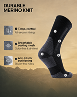 Chaussettes en laine mérinos épaisse pour hommes, chaussettes de randonnée rembourrées, chaussettes de travail en plein air pour hommes