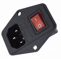Module d'entrée 10A 250V avec interrupteur-fusible, prise mâle 3 broches IEC320 C14 en acrylique et métal pour machines de jeu et salles de jeux
