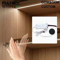 Interrupteur tactile dissimulé Manke AC110-240V à montage sur panneau de bois pour éclairage LED de placard, armoire et meubles