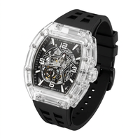 Montre mécanique tourbillon pour homme OEM avec cadran à aiguilles lumineuses, bracelet en silicone, mouvement japonais Miyota 8N24