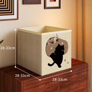 Boîte de rangement pliable en tissu motif chat noir style chinois vintage, taille personnalisable, pour étagère <span class=keywords><strong>Kallax</strong></span> - Product Image 6