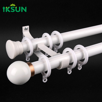 IKSUN 5.8/6.7m Rail de rideau en aluminium montage mural suspendu ensemble de tringles à rideaux de grande fenêtre