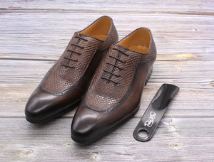 Chaussures habillées en cuir véritable Oxford à lacets pour hommes, idéales pour le bureau, les mariages et les soirées, chaussures de mode pour hommes - Product Image 3
