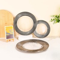 SNW Assiettes de luxe faites à la main personnalisées or argent jante assiette en verre électrolytique Diner chargeur verre décalcomanie assiette plats