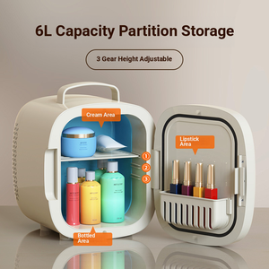 Mini-réfrigérateur portable pour la maison et la voiture avec miroir LED - Réfrigérateur de beauté thermoélectrique à refroidissement/chauffage économe en énergie. - Product Image 3