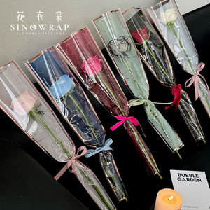 Sinowrap New Arrival mô hình trái tim OPP trong suốt tươi duy nhất tăng hoa tay áo hoa túi hoa cho hoa duy nhất - Product Image 2