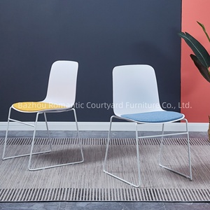 Luxury Dining <strong>Chairs</strong> Soft Seats Customized Different Colors Plastic Stacking Metal Legs Cushion Seat Dining <strong>Chairs</strong> - Product Image 3
