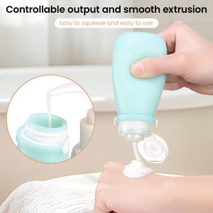 مجموعة زجاجات سفر سيليكون صديقة للبيئة سعة 60 مل (3 أونصة) معتمدة من TSA، سهلة الضغط ومانعة للتسرب، مناسبة للشامبو والغسول أثناء السفر - Product Image 5