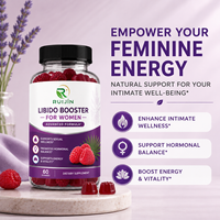 Gummies de soutien à la confiance pour femmes OEM, saveur framboise, à base de palmier nain 5:1, pour l'humeur et la vitalité, complément sous marque privée, 60 gummies