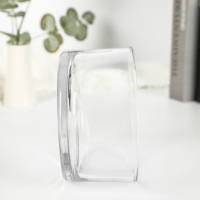 Porte-bougie en verre transparent à large ouverture, bol en verre rond et court pour la décoration de table de mariage, de fête ou de vacances