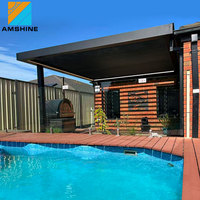 Pergola à toit en aluminium facile à installer, pergola motorisée à lames orientables avec écran d'intimité pour l'extérieur