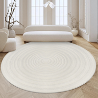 Tapis rond moderne imperméable et résistant aux taches, fabriqué à la machine, pour salon, couleur crème, tapis d'appoint en fibre de diatomée
