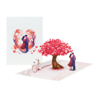 Kartu Ucapan 3D Pop-up Pohon Cinta untuk Pasangan, Hadiah Hari Valentine, Ulang Tahun Pernikahan, Seni Kertas Buatan Tangan, Koleksi, Multiwarna
