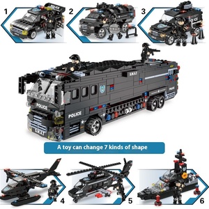 Venta al por mayor juguetes niños ciudad <span class=keywords><strong>SWAT</strong></span> coche de policía 1 en 6 modelo de avión deformable conjunto de bloques de construcción - Product Image 3