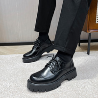 Chaussures en cuir blanc pour hommes, chaussures à semelles épaisses avec talons surélevés, style rétro, grande taille pour hommes, chaussures formelles à bout rond