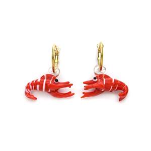 Pendientes de Moda con Diseño de Camarón Rojo, Chapados en Oro, de Acero Inoxidable, Joyería Sostenible y Resistente - Product Image 1