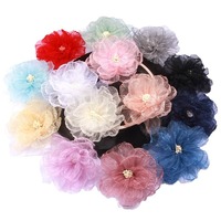 Bunga Organza 9cm dengan Pinggiran Bakar Tangan untuk Hiasan Kepala DIY, Bunga Kain Crepe untuk Aksesoris Sepatu dan Topi
