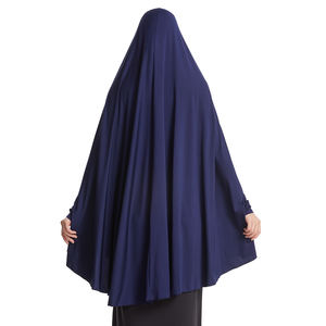高品质纯色弹力袖Niqab伊斯兰Khimar成人斋月祈祷Abaya Thobe女性 - Product Image 4
