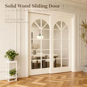Puerta Corredera <span class=keywords><strong>de</strong></span> Madera Maciza Francesa con Diseño Colgante <span class=keywords><strong>de</strong></span> Vidrio, Separador <span class=keywords><strong>de</strong></span> Ambientes para Cocina, Sala <span class=keywords><strong>de</strong></span> Estar, Dormitorio, <span class=keywords><strong>Interior</strong></span> <span class=keywords><strong>de</strong></span> Apartamento - Product Image 5