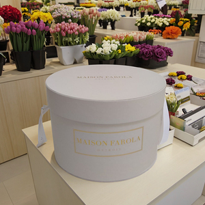 Tùy Chỉnh Lá Vàng Logo Sang Trọng Lớn Vòng Xi Lanh Hộp Hoa Các Tông Màu Trắng Với Hoa Hồng Vĩnh Cửu Hộp Giấy - Product Image 6