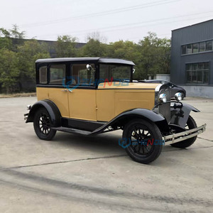 Voiture électrique vintage de style rétro avec 2 à 5 sièges, batterie pour zones touristiques, voiture classique jaune et noire rétro - Product Image 2