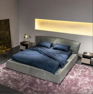 Set furnitur kamar tidur, tempat tidur Desain terbaru, kayu polos, kamar tidur Nordik, sudut modern royal KULIT