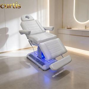Moderna Camilla de Masaje Facial para Salón de <span class=keywords><strong>Belleza</strong></span> <span class=keywords><strong>y</strong></span> Spa, Ajustable, Eléctrica, Reclinable, 3 Motores, Cuero PU, Acero Inoxidable, para Sala de Estar - Product Image 3