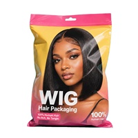 Sac d'emballage pour perruques avec logo personnalisé, étanche, réutilisable, en Mylar métallisé avec fermeture éclair, pour extensions et mèches
